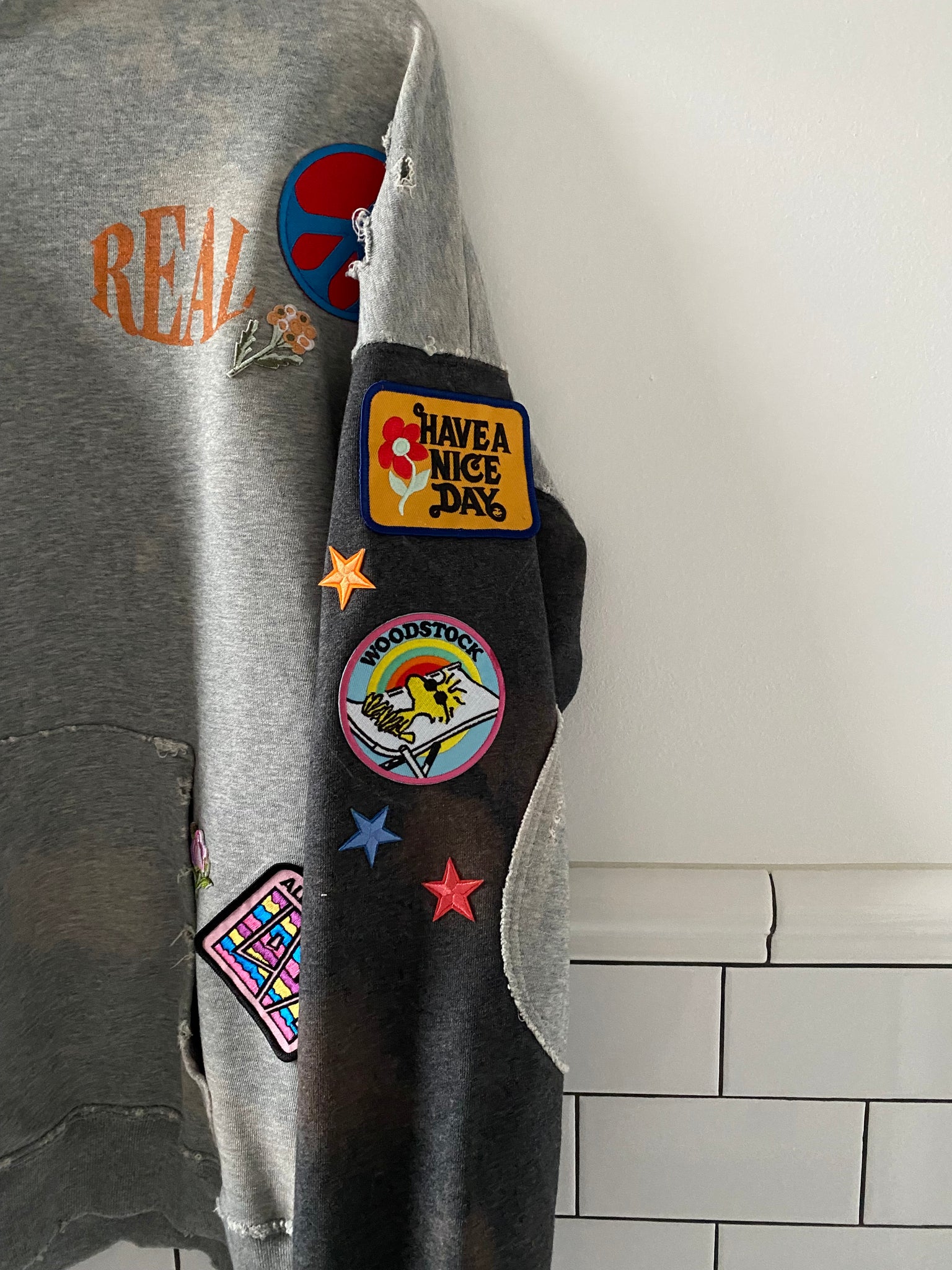Have A Nice Day Vintage Patch Real Hoodie
