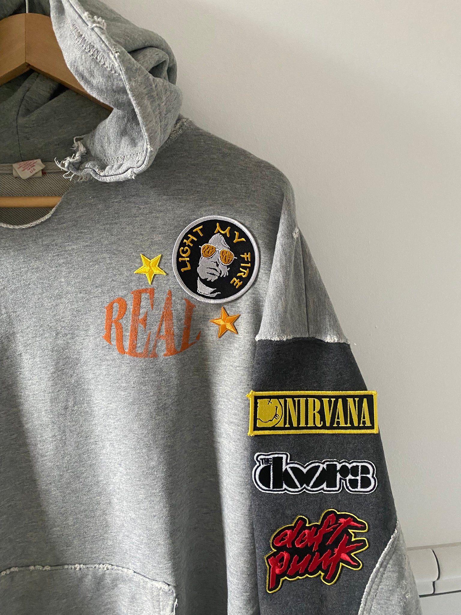 Light My Fire Vintage Patch Real Hoodie
